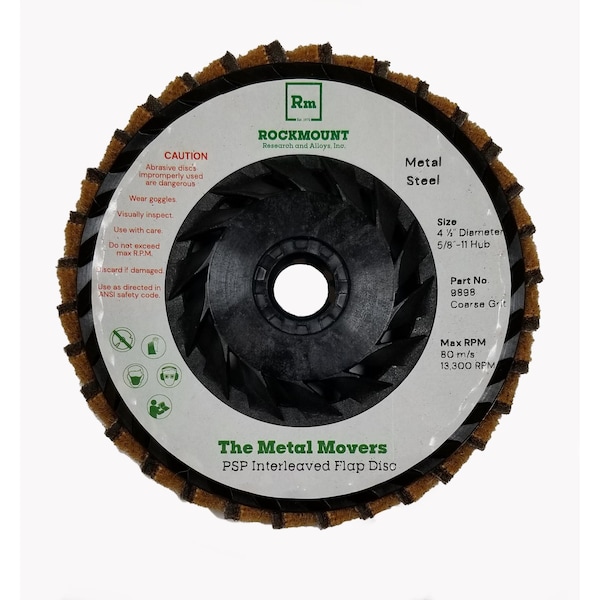 Rockmount Research And Alloys PSP Flap Disc, A Double-Duty Disc that both Grinds and Finishes, 4-1/2" x 5/8-11" Hub, Coarse Grit 9898 - main